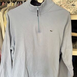 Vineyard Vines Men's Light Blue Quarter-Zip Sweater